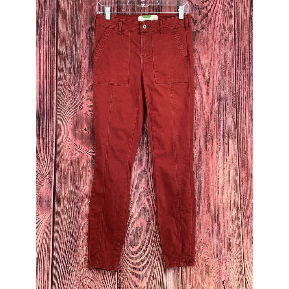 Anthropologie Skinny Pants Women's Size 26 Maroon/Rust Front Seams 4 Pocket‎